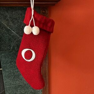 Red Knit Christmas Stocking With Letter O